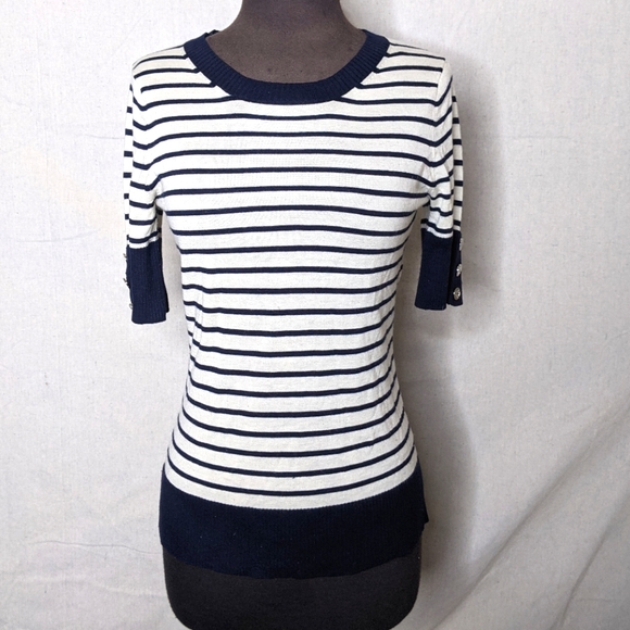 Tory Burch Tops - Tory Burch Nautical Cashmere Knit Shirt Stripe
